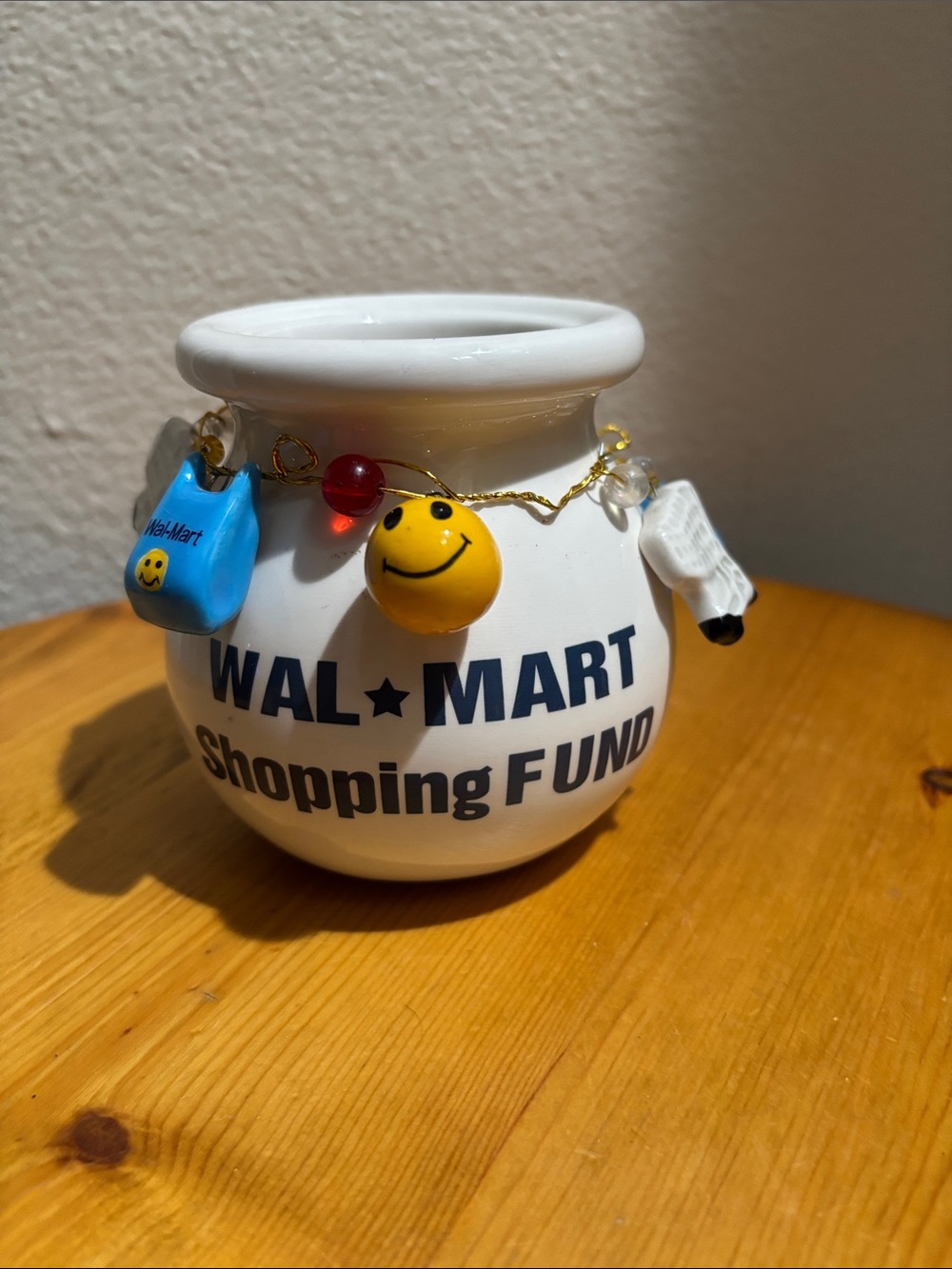 WAL★MART White Ceramic 'Shopping FUND' Coin Jar